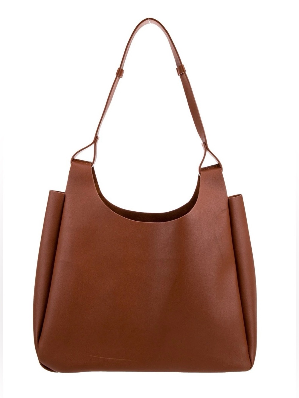 LIKE NEW NEIMAN MARCUS Faux Leather Light Brown Tote Bag